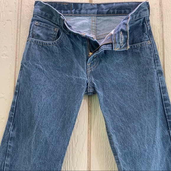 LEVI’S 505 Dark Blue Jeans Youth 8 Regular 24x22 Red Tab Denim Cotton Pants - Picture 5 of 6